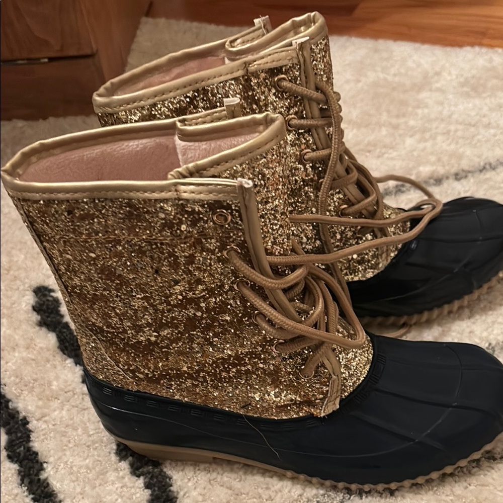 Sugar Gold and Navy Winter & Rain Boots!  Never been worn!